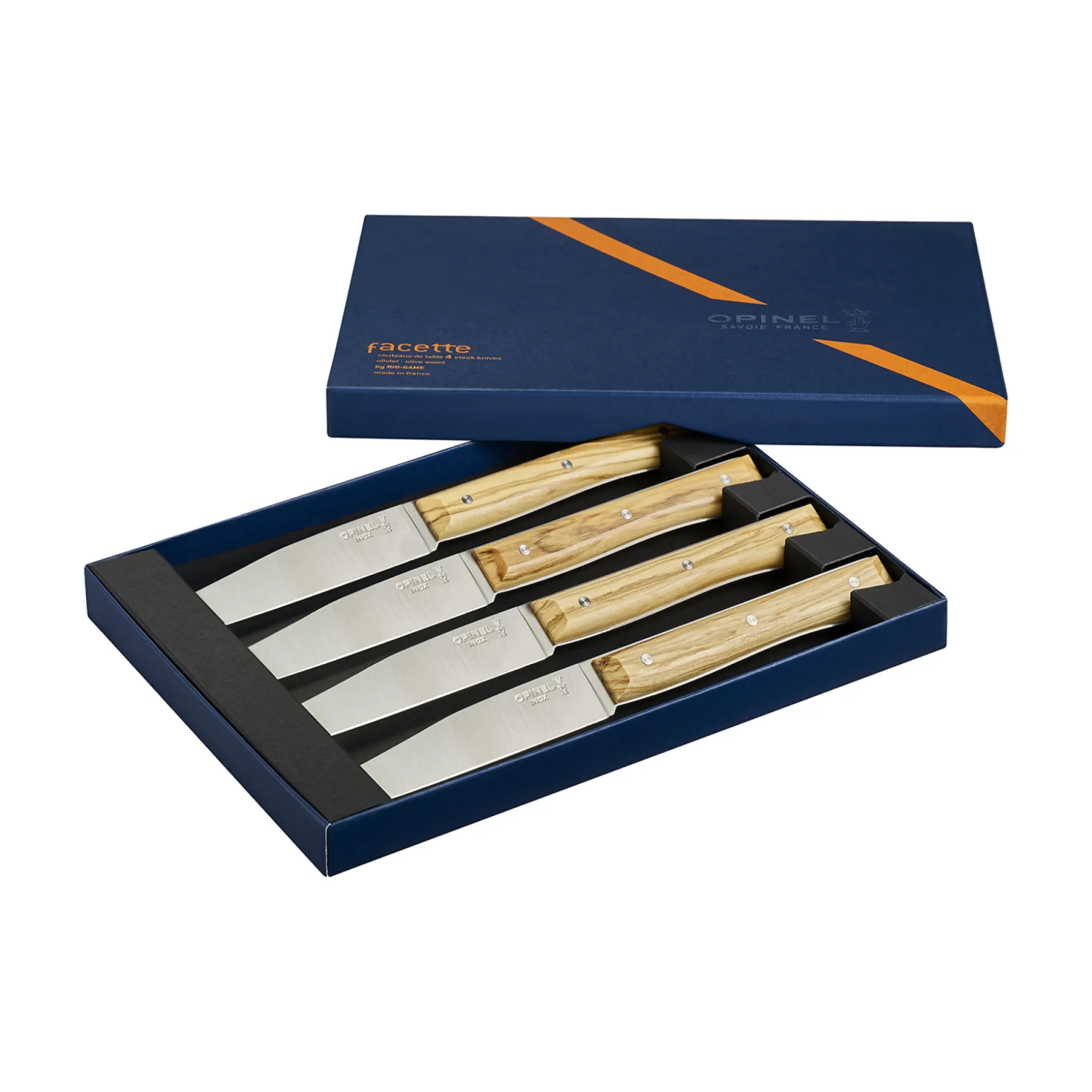 Tafelmesserset 4 tlg., Facette Olivenholz